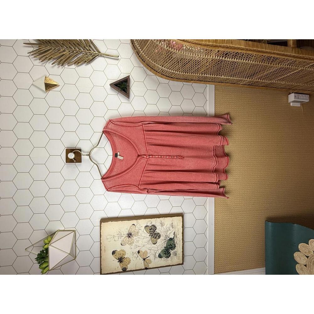 We The Free Coral Kai Thermal Scoop Neck Henley Top - Size - Small - Picture 2 of 6